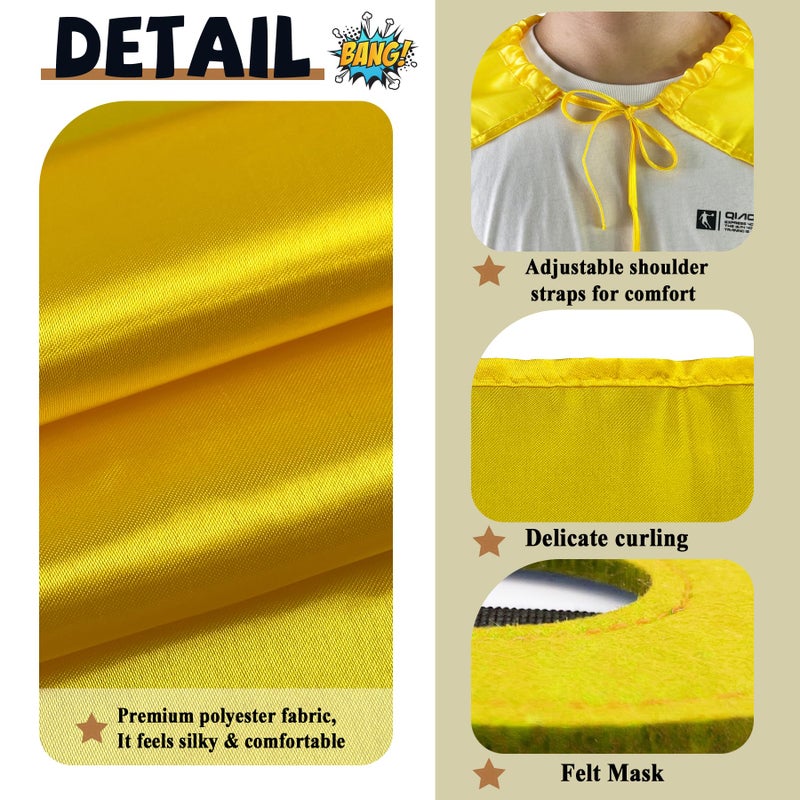 D.Q.Z Super Hero Capes and Masks for Adults Superhero Dress Up Halloween Costume Team Spirit Day Party Favors (Gold) - Image 4